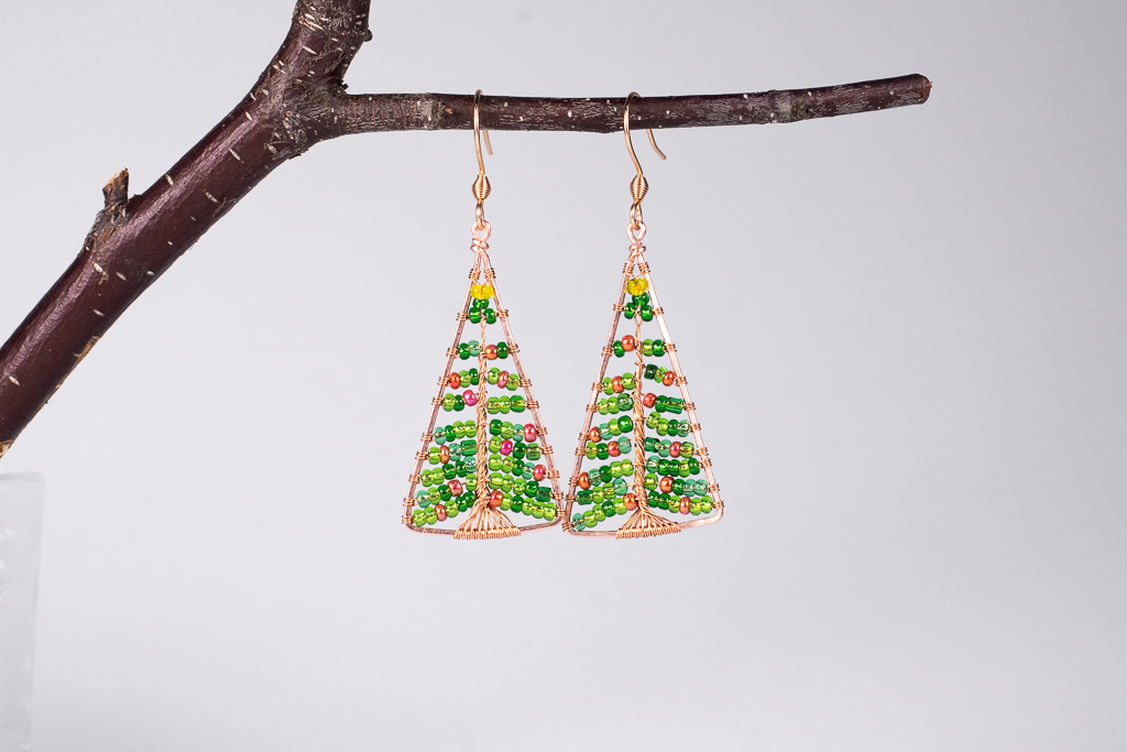 Joulukuusi-korvakorut - kupari