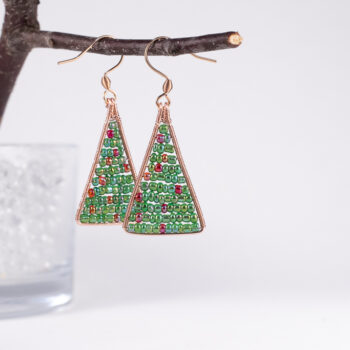 Medené náušnice - vianočný stromček