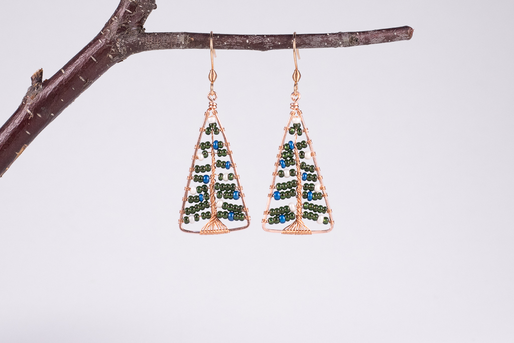 Joulukuusi-korvakorut - kupari