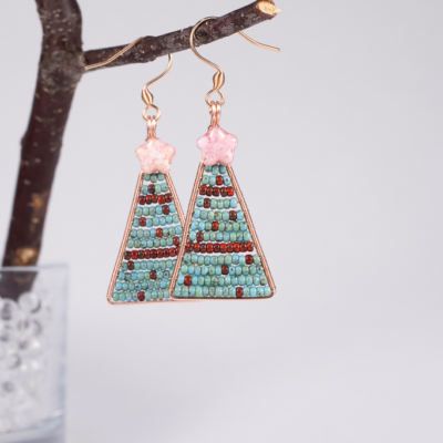 Joulukuusi-korvakorut – kupari