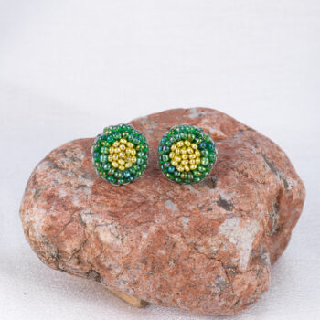 Puzetové náušnice - modrý kvet